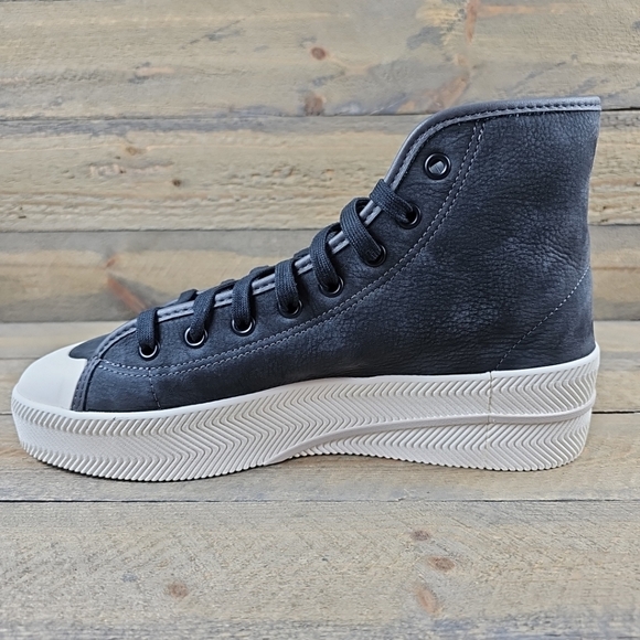 adidas Nizza 2 Lea Men's Originals Leather High Tops Carbon/ White - Picture 7 of 12